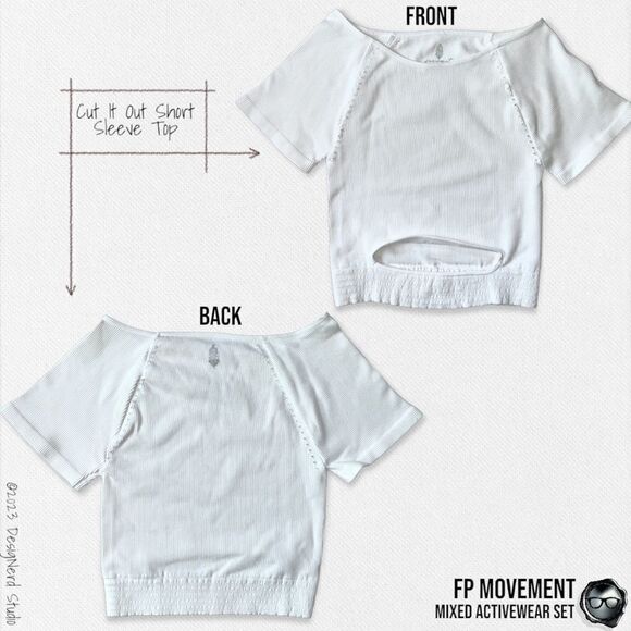 FP MOVEMENT IVORY CUT IT OUT SHORT SLEEVE TOP + FUDGE GOOD KARMA RUNNING SHORTS - Picture 5 of 16